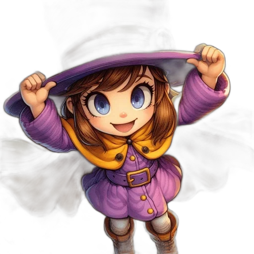 hat, umbrella, jacket, staff, pixel art, anime, watercolor, concept art transparent PNG cut-out