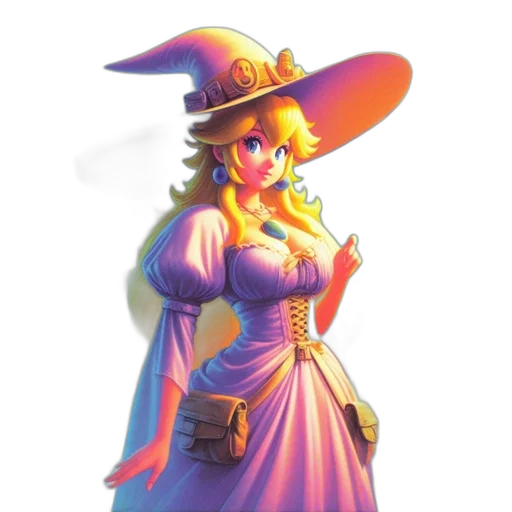 staff, dress, hat, concept art, fantasy art, pixel art, 3d render, golden transparent PNG cut-out