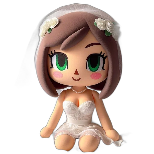 dress, 3d render, concept art, cartoon, pixel art, plush, doll, white transparent PNG cut-out