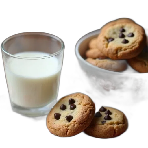 food, photorealistic, 3d render, glass, milk, placed, wooden, surface transparent PNG cut-out