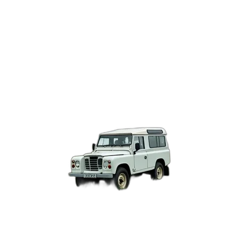 car, 3d render, photorealistic, white, land, rover, parked, grassy transparent PNG cut-out