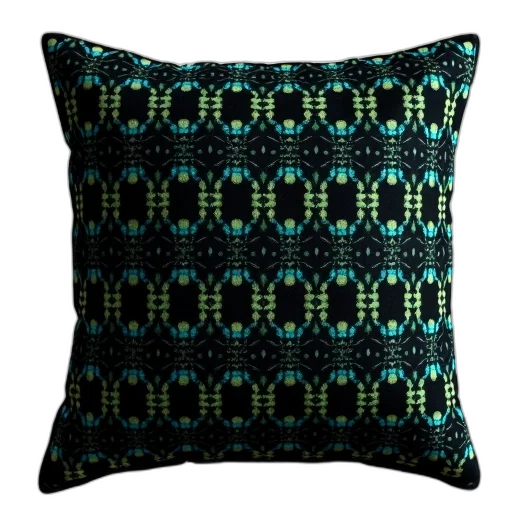blue, green, dark, black, velvet, pillow, pattern, circular transparent PNG cut-out