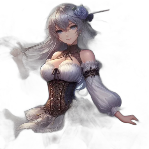 dress, dragon, sword, staff, fantasy art, concept art, anime, pixel art transparent PNG cut-out