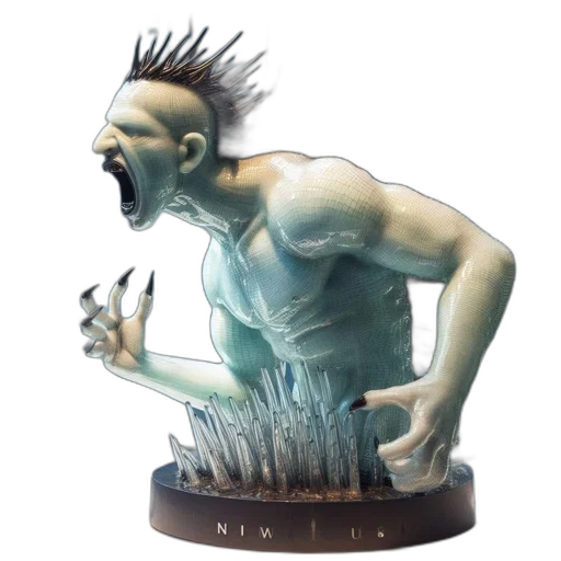 creature, concept art, 3d render, fantasy art, photorealistic, translucent, greenish, humanoid transparent PNG cut-out