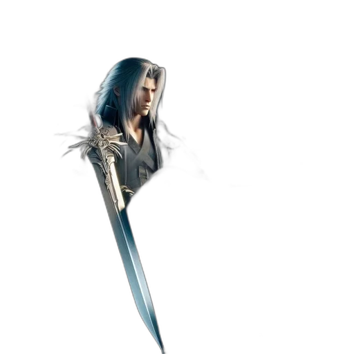 sword, weapon, staff, hair, concept art, fantasy art, 3d render, pixel art transparent PNG cut-out