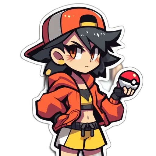 hat, staff, jacket, pixel art, concept art, cartoon, anime, red transparent PNG cut-out
