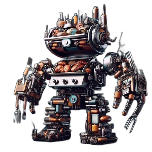 robot, weapon, staff, concept art, pixel art, cyberpunk, 3d render, elaborate transparent PNG cut-out