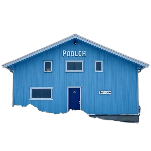 building, 3d render, concept art, blue, pastel, white, word, poolch transparent PNG cut-out