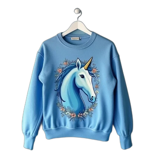 blue, unicorn, sweatshirt transparent PNG cut-out
