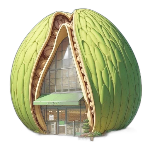 food, building, hat, furniture, concept art, 3d render, photorealistic, architectural transparent PNG cut-out