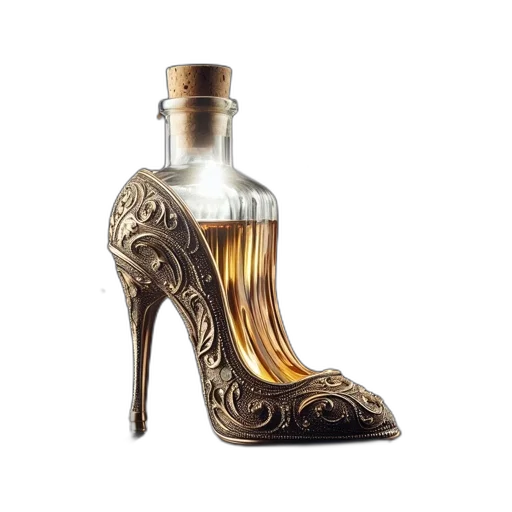 shoes, bottle, dress, decorative, shape, high-heeled, shoe, filled transparent PNG cut-out