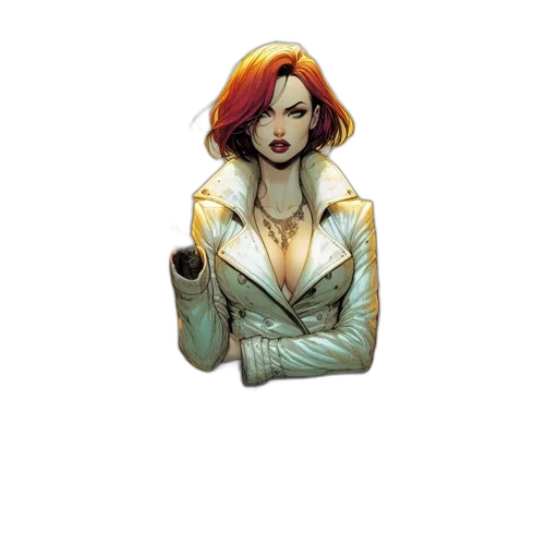 staff, jewelry, jacket, comic book art, concept art, pixel art, fantasy art, earth tones transparent PNG cut-out