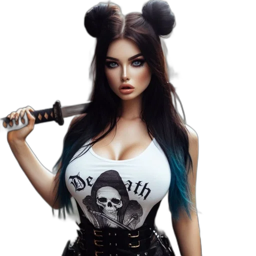 weapon, staff, dress, fantasy art, cartoon, comic book art, pixel art, dark transparent PNG cut-out