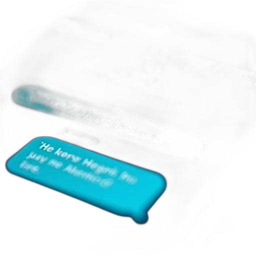 3d render, blue, close-up, smartphone, screen, displaying, text, message transparent PNG cut-out