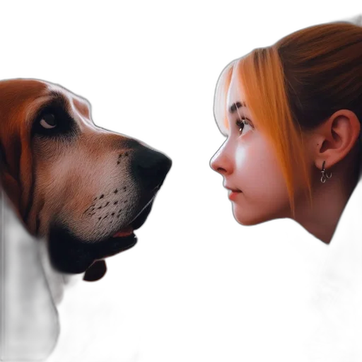 face, animal, photorealistic, oil painting, concept art, 3d render, young, woman transparent PNG cut-out