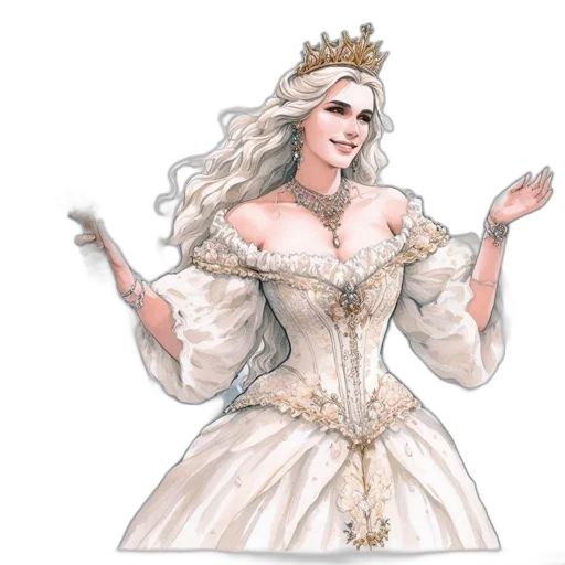 crown, dress, concept art, fantasy art, watercolor, photorealistic, royal, figure transparent PNG cut-out
