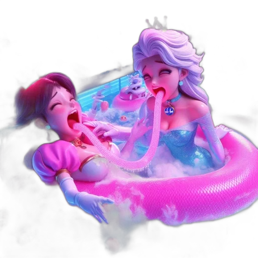 3d render, concept art, vaporwave, fantasy art, underwater, fire, snow, neon lights transparent PNG cut-out