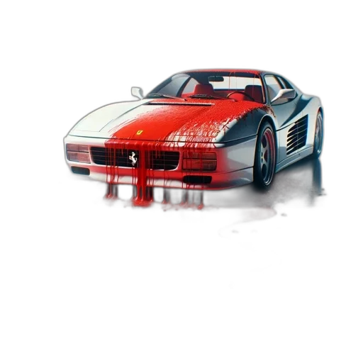 car, weapon, concept art, 3d render, photorealistic, pixel art, red, white transparent PNG cut-out