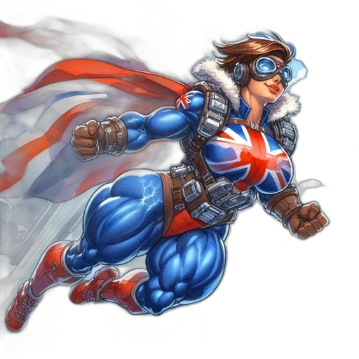concept art, comic book art, fantasy art, powerful, winged, british, heroine, soars transparent PNG cut-out