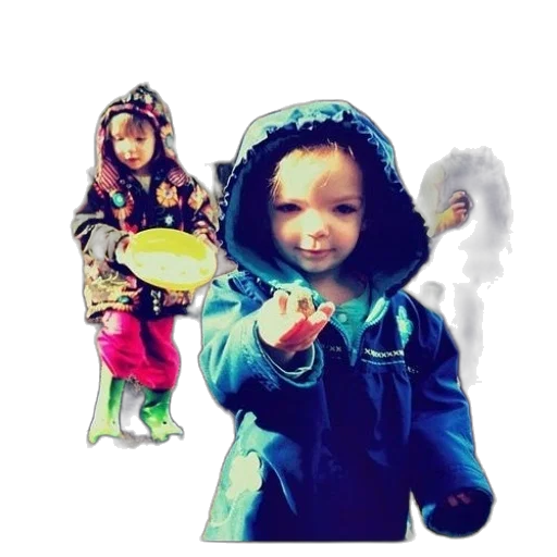 photorealistic, concept art, 3d render, watercolor, child, blue, coat, holds transparent PNG cut-out