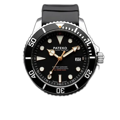 jewelry, black, dial, pateko, marine, diver, automatic, watch transparent PNG cut-out