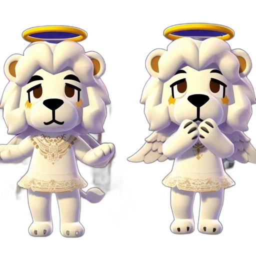 3d render, concept art, pixel art, fantasy art, two, lion-like, animated, characters transparent PNG cut-out