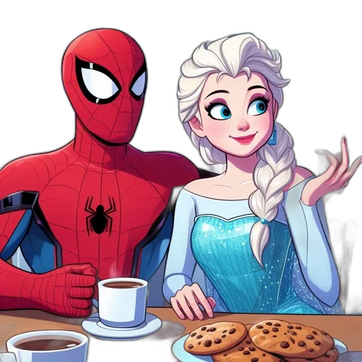 food, dress, comic book art, concept art, cartoon, fantasy art, snow, spider-man transparent PNG cut-out
