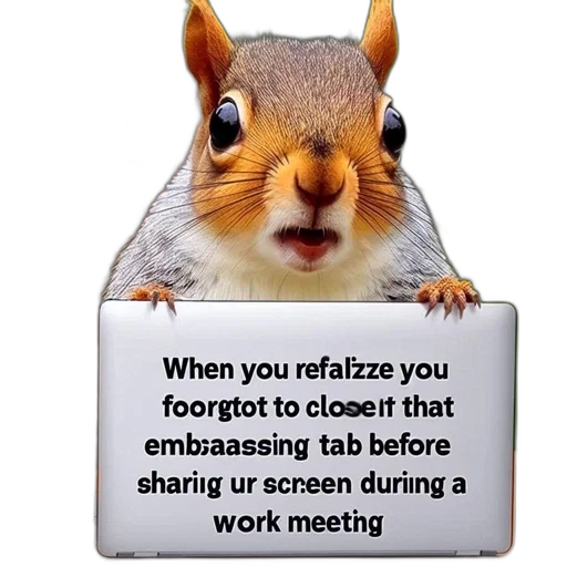 staff, animal, creature, squirrel, stands, behind, laptop, holding transparent PNG cut-out