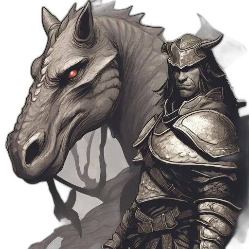 dragon, sword, mask, animal, fantasy art, concept art, photorealistic, comic book art transparent PNG cut-out