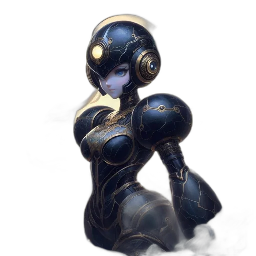 robot, dress, creature, concept art, 3d render, fantasy art, cyberpunk, outer space transparent PNG cut-out