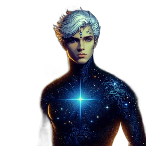 fantasy art, concept art, pixel art, anime, outer space, blue, dark, two transparent PNG cut-out