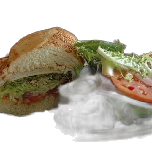 food, photorealistic, 3d render, sandwich, lettuce, tomato, onion, sits transparent PNG cut-out