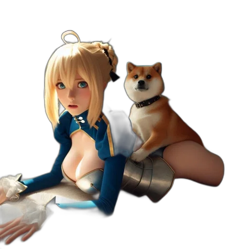 staff, animal, weapon, dress, fantasy art, concept art, anime, 3d render transparent PNG cut-out