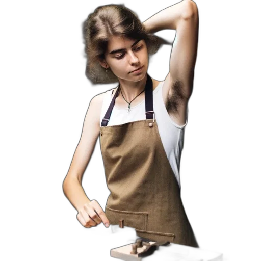 staff, dress, hair, jewelry, photorealistic, oil painting, concept art, woman transparent PNG cut-out