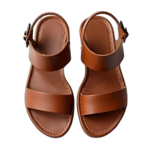 shoes, pair, brown, leather, sandals, metallic, buckle, straps transparent PNG cut-out