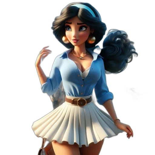 dress, staff, concept art, fantasy art, 3d render, cartoon, blue, animated transparent PNG cut-out