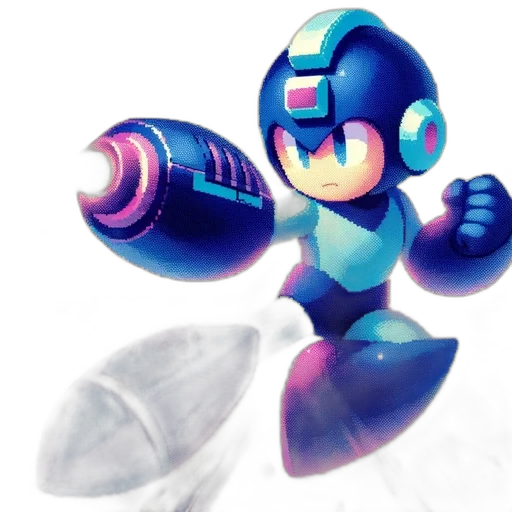 robot, weapon, concept art, 3d render, pixel art, watercolor, outer space, blue transparent PNG cut-out