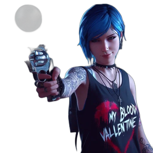 weapon, staff, face, concept art, cyberpunk, photorealistic, 3d render, blue transparent PNG cut-out