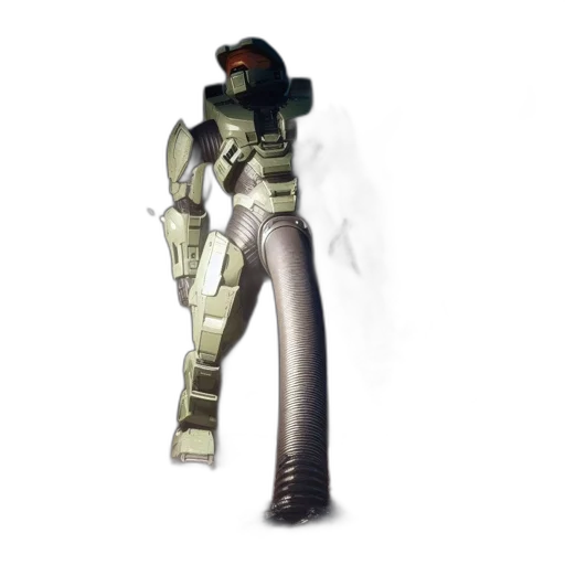 weapon, jacket, robot, staff, concept art, 3d render, cyberpunk, pixel art transparent PNG cut-out