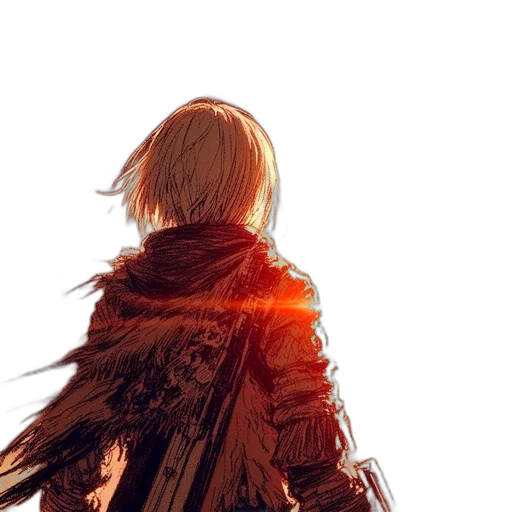 jacket, sword, weapon, hair, concept art, fantasy art, cyberpunk, watercolor transparent PNG cut-out