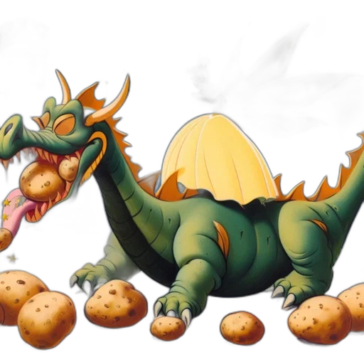 dragon, food, creature, concept art, fantasy art, photorealistic, watercolor, fairy transparent PNG cut-out