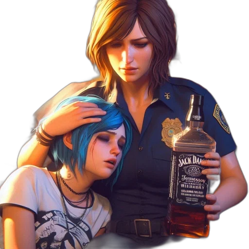 bottle, jacket, weapon, concept art, cyberpunk, photorealistic, comic book art, neon lights transparent PNG cut-out