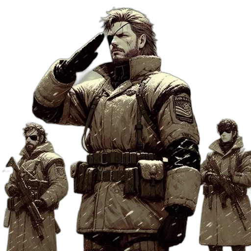 jacket, staff, weapon, concept art, comic book art, pixel art, fantasy art, snow transparent PNG cut-out