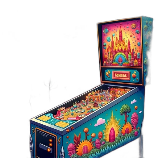 furniture, vibrant, detailed, illustration, pinball, machine, variety, colorful transparent PNG cut-out