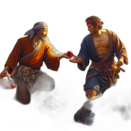 concept art, fantasy art, oil painting, photorealistic, snow, rain, fire, fog transparent PNG cut-out