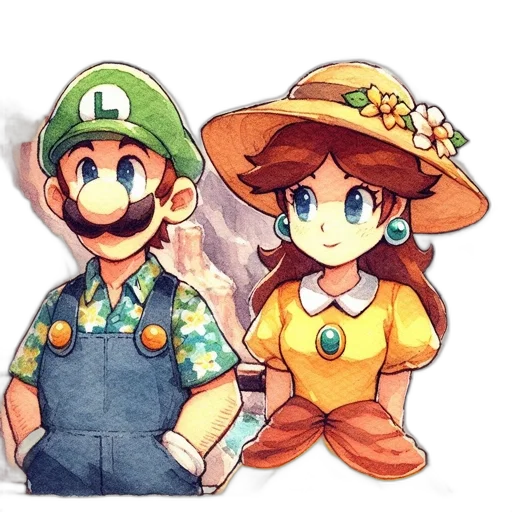 hat, dress, watercolor, pixel art, concept art, cartoon, green, colorful transparent PNG cut-out