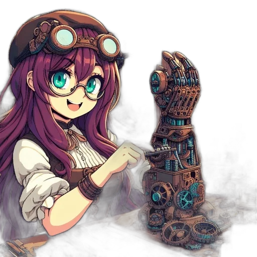 robot, weapon, staff, dress, fantasy art, anime, concept art, pixel art transparent PNG cut-out