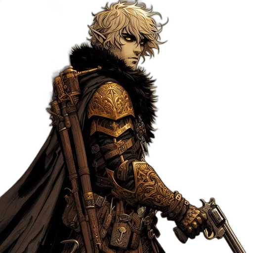 sword, staff, weapon, concept art, fantasy art, comic book art, pixel art, golden transparent PNG cut-out