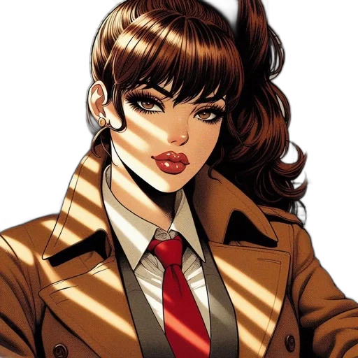jacket, comic book art, cartoon, concept art, anime, woman, brown, hair transparent PNG cut-out