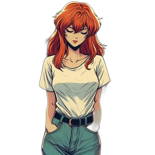 jacket, dress, staff, comic book art, anime, cartoon, concept art, red transparent PNG cut-out